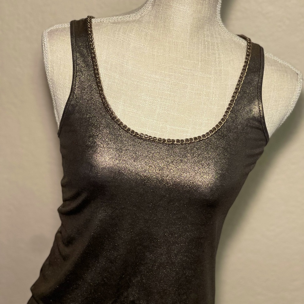 Metallic bronze top with chain detail